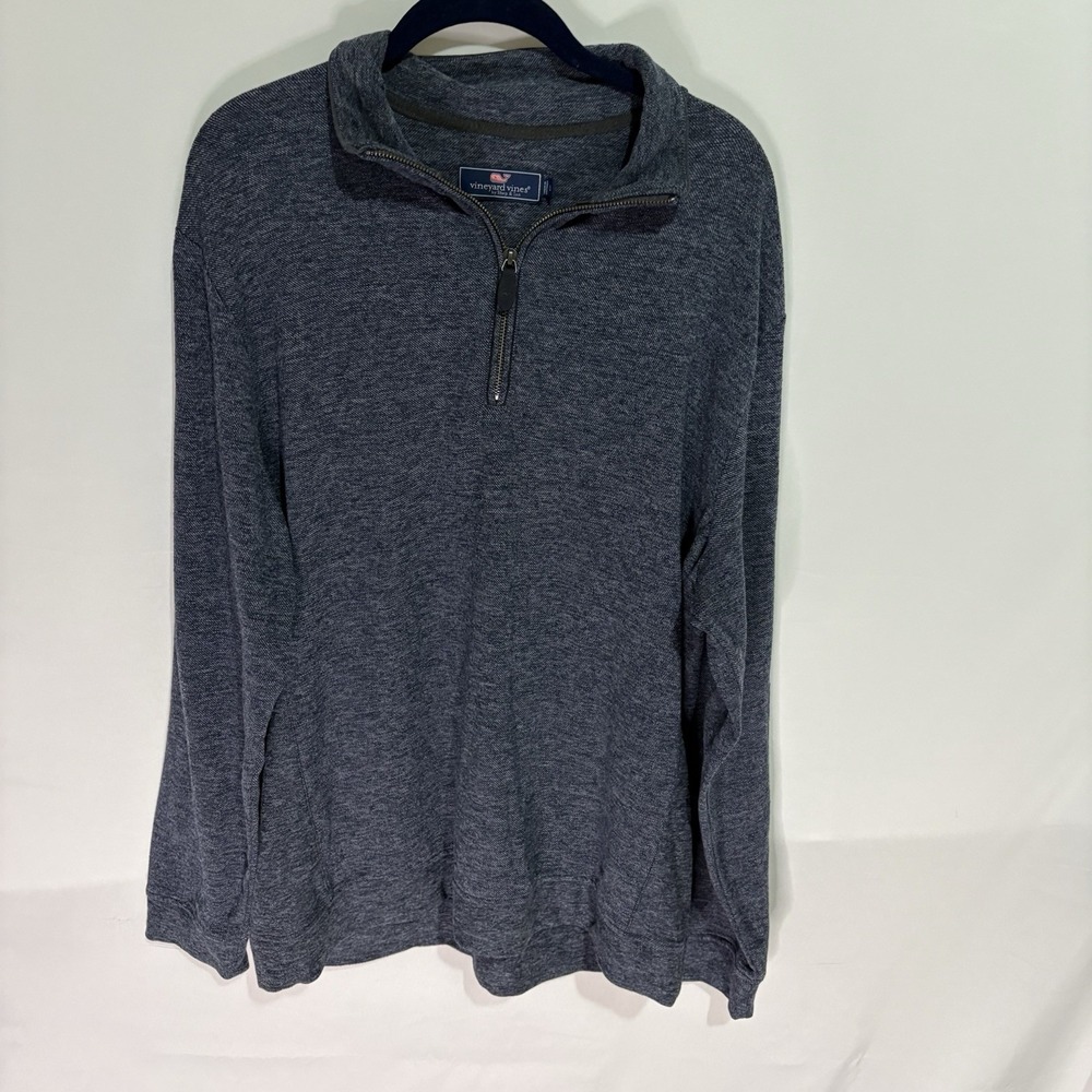 Vineyard Vines Sweater Mens Size Large Blue Long Sleeve Cotton 1/4 Zip Pullover